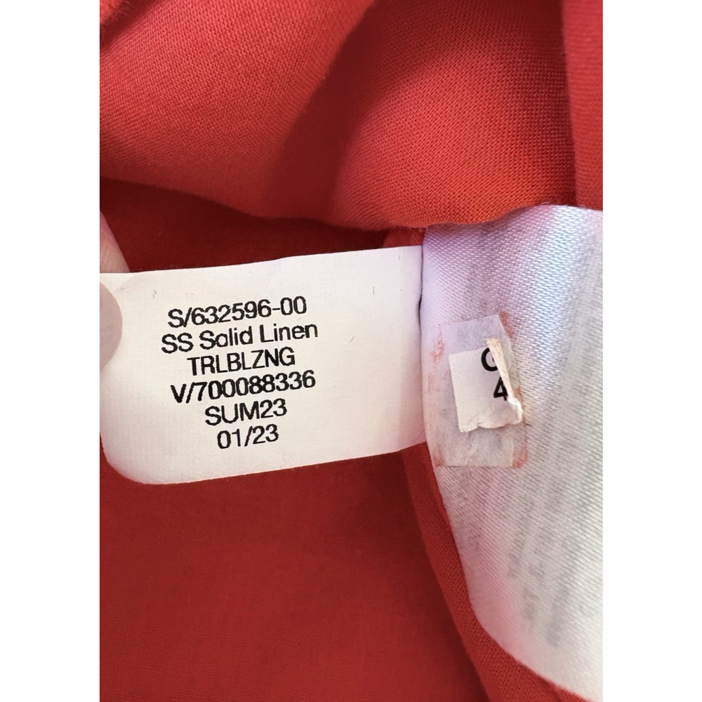 Banana Republic Colette Linen Dress Oversized Lined Red/Orange Puff Sleeve S - Picture 13 of 16